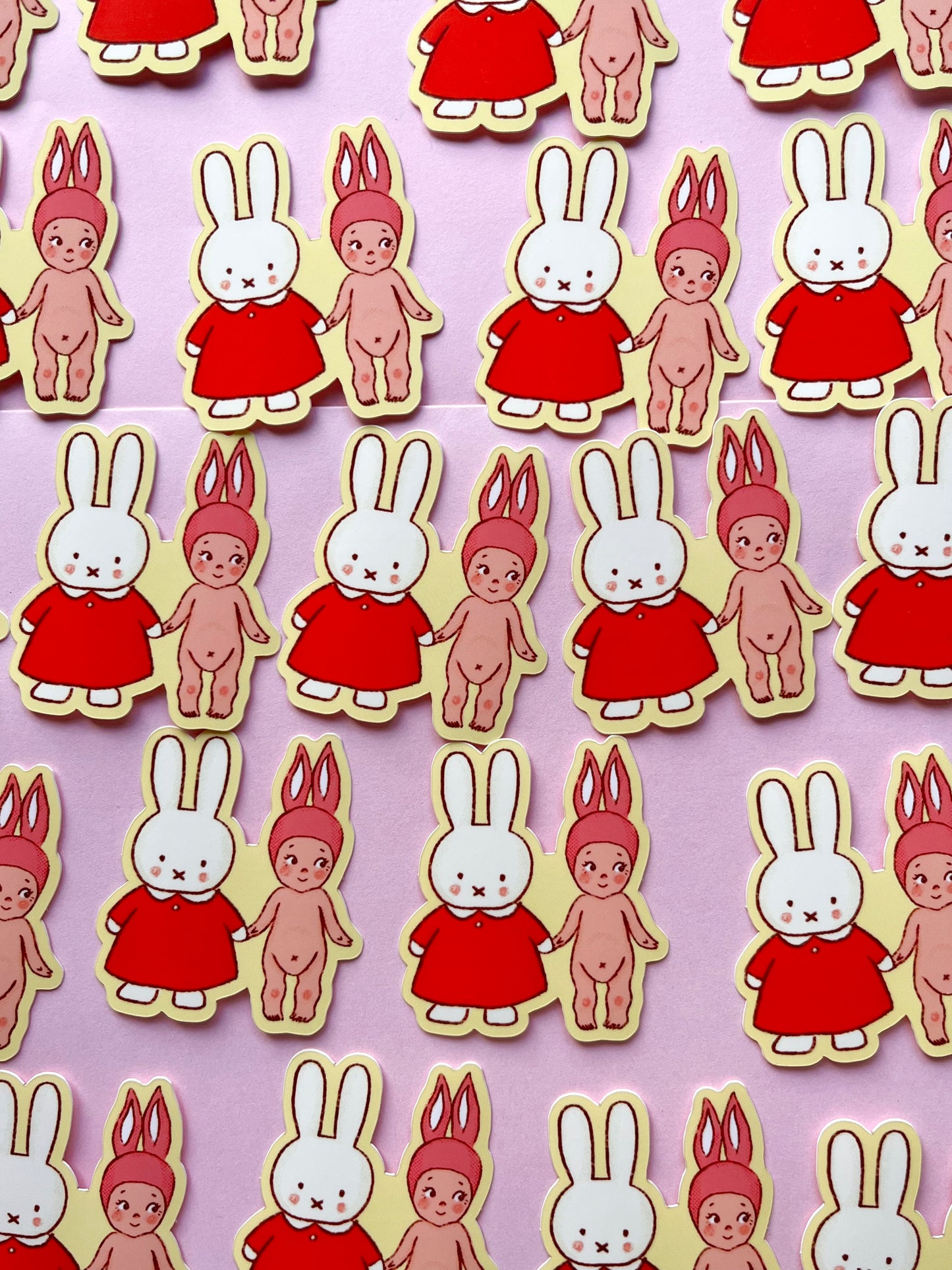 bunny & angel sticker