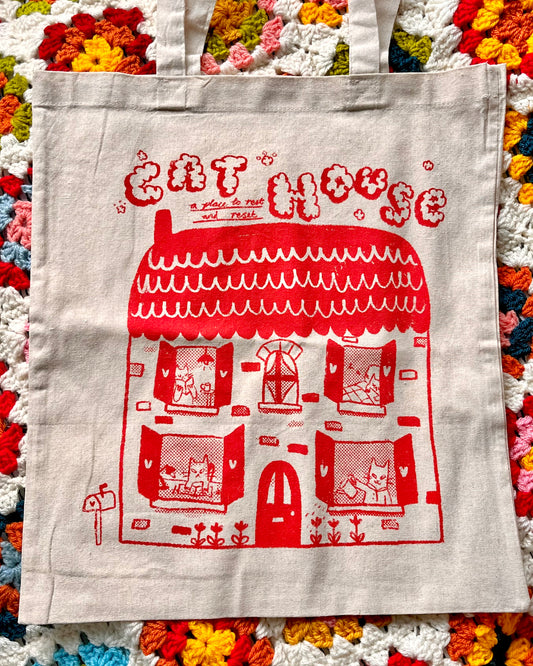 Cat house tote bag