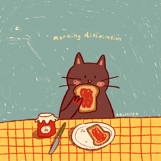 Breakfast cat print