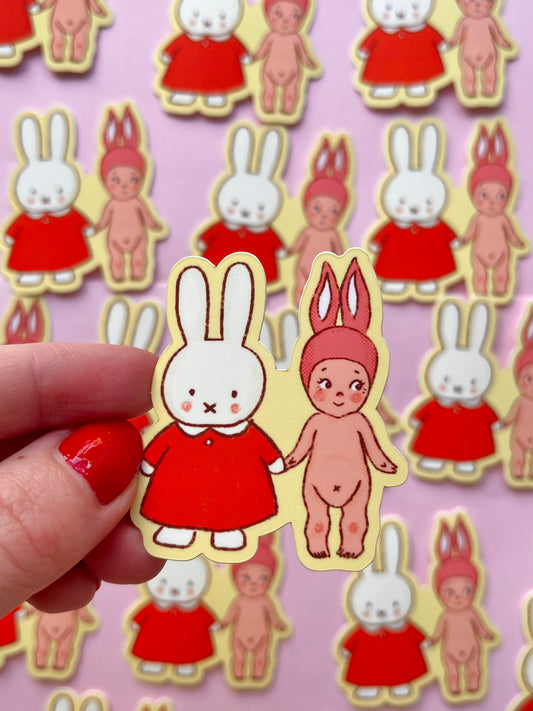 bunny & angel sticker