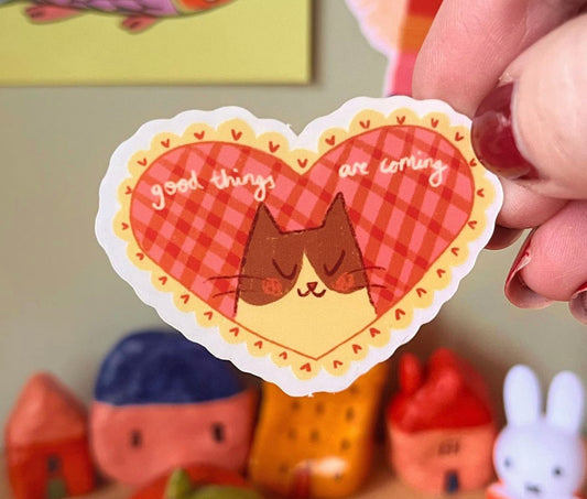heart cat sticker