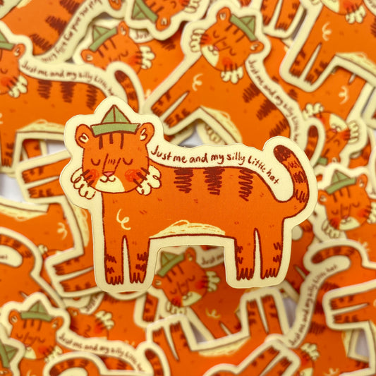 Tiger paper hat sticker